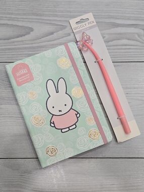 Miffy Mint & Pink Casebound Notebook with Pink Wiggly Pen